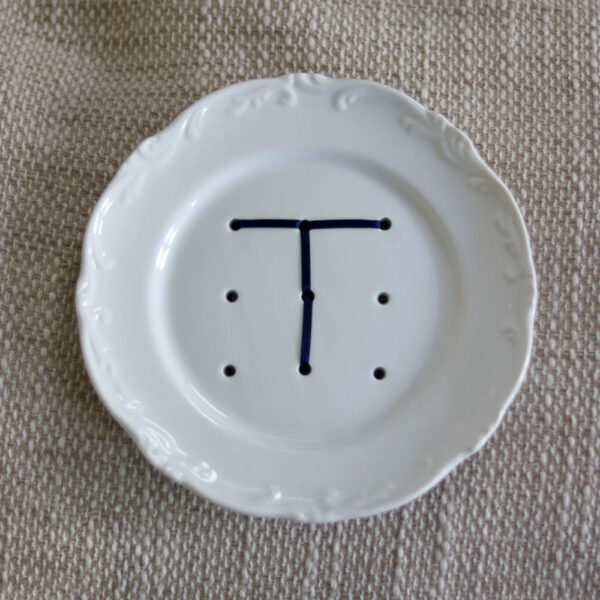 initiaal bord lettert T rouw geschenk keramiek